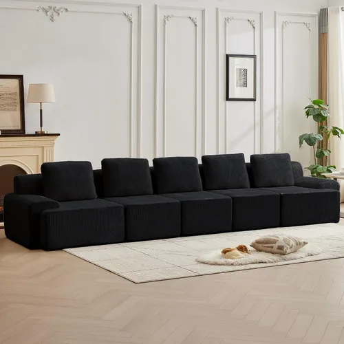 Vista 20 de Sofá modular modular con otomana móvil, sofá de asiento profundo con almohadas, cómodo sofá modular de nube para sala de estar, dormitorio y Blanco