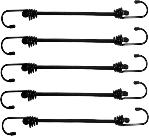 Vista 8 de 20 cuerdas elásticas de 6.5 pulgadas con ganchos, sin olor, alta elasticidad, mini cuerdas elásticas para asegurar lonas, equipaje, tiendas