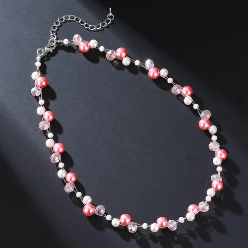 Vista 4 de Collar corto de turquesa con cuentas para mujer, joyería de moda con perlas y cuentas de cristal, regalos de cumpleaños para mujer