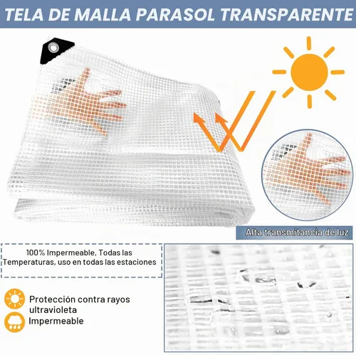 Vista 3 de STARPYNG - Lona transparente/blanca de 10 mil de 10 x 12 pies - Lona de malla transparente resistente - Lona impermeable, resistente a los rayos UV