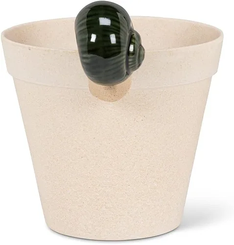 Vista 3 de Abbott Collection Colgador de maceta de caracol escalador - Cerámica (4" L) Stoneware, Dark Green, 4"L