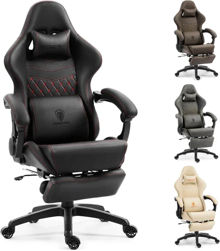 Vista 11 de Dowinx Silla de Juego Grande y Alta, Sillas de Videojuego con Reposapiés, Sillas de Juego de PC para Adultos - Silla Gamer Ergonómica Reclinable