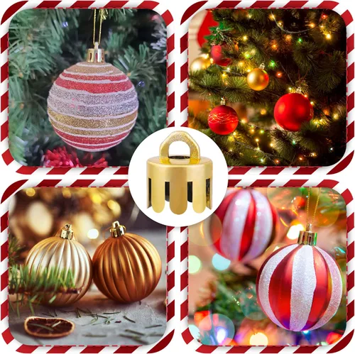 Vista 7 de 120 Piezas Tapas de Adornos Navideños Redondas de 0.5 Pulgadas de Repuesto de Plástico Ganchos de Tapas de Adornos Navideños para Árbol de Navidad