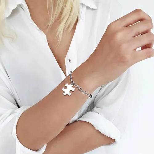 Vista 4 de VNOX Juego de pulseras de rompecabezas personalizadas de 2345678 para mejor amiga, mejor amiga, familia, amor, amistad, juegos de regalo