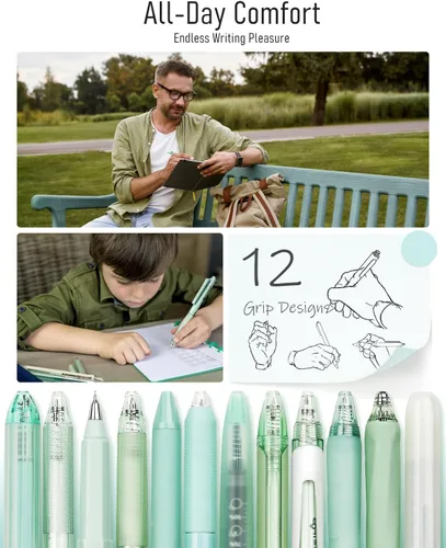 Vista 6 de Four Candies Forest Series - Bolígrafos de gel, tinta negra y verde, juego de marcadores y marcadores de escritura suave, suministros de oficina