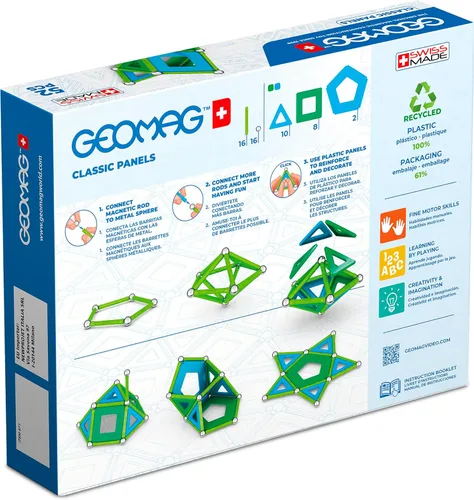 Vista 2 de Geomag Juguetes magnéticos clásicos para niños a partir de 5 años, 52 piezas de imanes educativos STEM para niños, bloques magnéticos hechos
