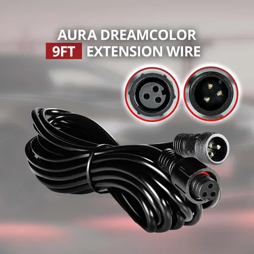 Vista 7 de OPT7 1 pieza cable de extensión frontal de 9 pies para luces LED de persecución subchasis Aura Dreamcolor, con conector impermeable de 3 pines