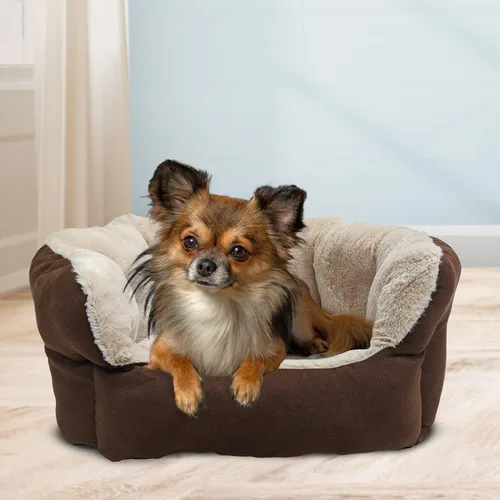 Vista 2 de SPOT Sleep Zone - Cama pequeña para mascotas, de pared alta, reversible, para gatos de interior y perros pequeños, gamuza sintética duradera
