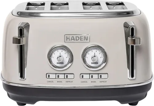 Vista 10 de Haden Dorset - Tostadora de acero inoxidable de 2 rebanadas de ranura ancha con control de tostado ajustable y pies antideslizantes, color negro