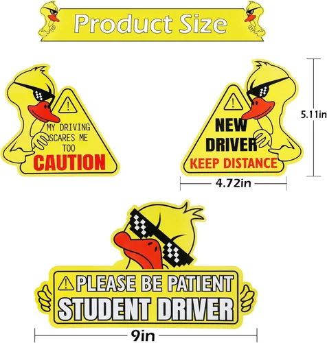 Vista 7 de SINGARO Imán para conductor nuevo para auto, 3 piezas, lindos imanes de pato para auto, señal de estudiante conductor, señal reflectante