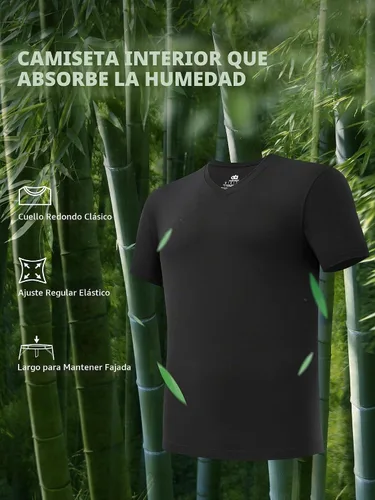 Vista 4 de DAVID ARCHY Camiseta interior de rayón de bambú con cuello en V que absorbe Paquete de 5 Negro - Cuello en V