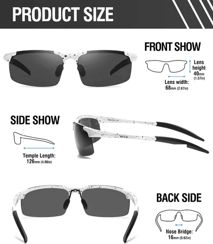 Vista 60 de Duco - Gafas de sol deportivas polarizadas para hombre con protección UV 8177s