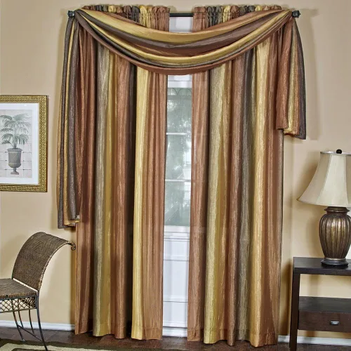 Vista 5 de PowerSellerUSA Designer Home - Paneles de cortina semitransparentes a rayas multicolor (beige, bufanda de 50 x 144 pulgadas)