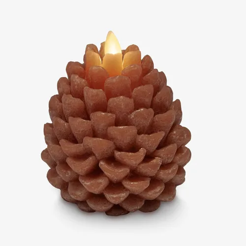 Vista 15 de Luminara Pinecone - Velas sin llama, con acabado marrón tiza, figuras de piña, velas LED de cera real sin perfume, funcionan