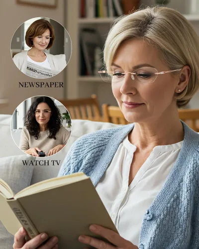 Vista 3 de LUFF Rimless Reading Glasses for Women Blue Light Computer Readers Lightweight 16g Metal Frame Eye Strain Relief
