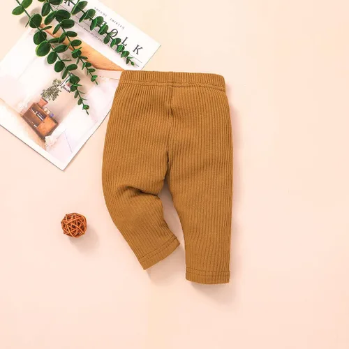Vista 4 de Lala Bear Paquete de 3 pantalones sólidos y leggings casuales para bebé niña