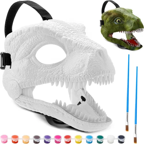 Vista 6 de Seenelling DIY White Dinosaur Mask Dino Mask