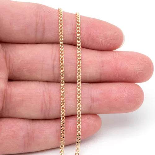 Vista 3 de ARGENTO REALE Collar de cadena cubana de oro de 14 quilates de 0.089in, cadena de oro de 14 quilates, collares delicados de 14 quilates.