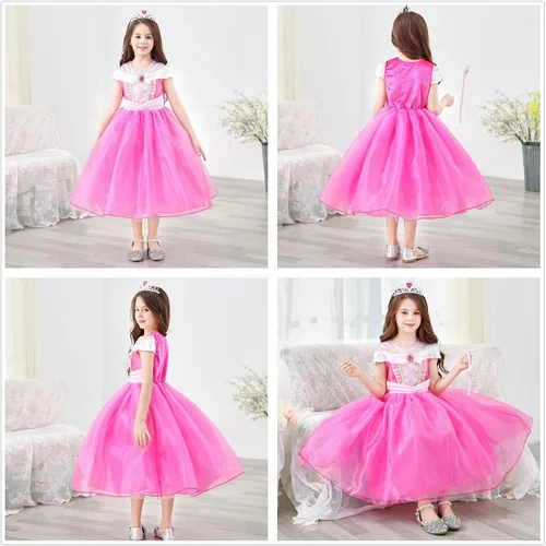 Vista 4 de Disfraz de princesa para fiesta de cumpleaños, disfraz de Halloween para niñas de 3 a 10 años