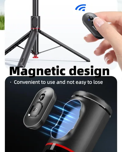 Vista 5 de Palo selfie magnético automático de 70 pulgadas, soporte de trípode de apertura automática con control remoto, compatible con Android 5.0 e iOS 5.1