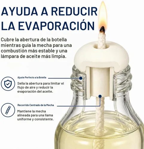 Vista 5 de 20 soportes para mecha de lámpara de aceite: soporte de mecha de linterna de cerámica, accesorios de reemplazo de lámpara de alcohol