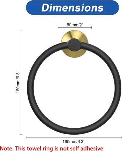 Vista 2 de NearMoon Anillo de Toalla de Baño, Accesorios de Ferretería de Baño - Soporte de Toalla de Mano de Acero Inoxidable Engrosado para Baño, Colgador