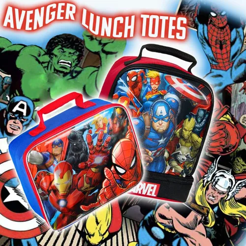 Vista 4 de Bioworld Marvel Universe Comics Avengers Capitán América - Lonchera aislada con doble compartimento de 10 pulgadas