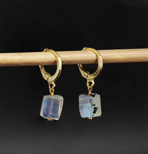 Vista 33 de Gempires Handmade Gemstone Hoop Earrings Raw Crystal Dangle Jewelry Hypoallergenic Gold Plated Lightweight Elegant Jewelry Gifts For Women