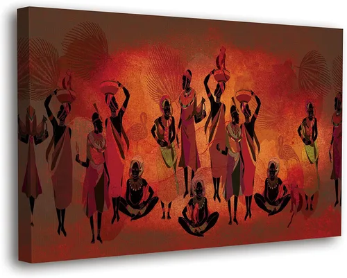 Vista 16 de SpiritualHands Máscaras africanas - Lienzo decorativo para pared, lienzo de dama africana, vibrante arte de pared africano hecho a mano