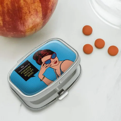 Vista 2 de My Super Power is Punching People with My Mind Funny Humor - Pastillero rectangular con caja de regalo