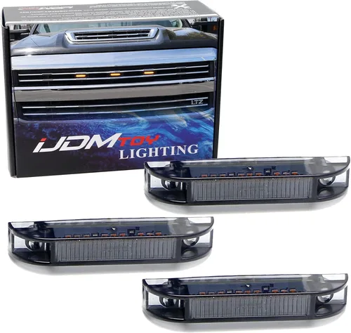 Vista 10 de iJDMTOY 3 luces de marcador LED ámbar con lente ámbar para rejilla central, compatibles con Toyota 2014 en adelante 4Runner o 2012 en adelante