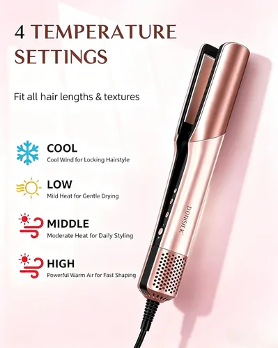 Vista 2 de DORISILK Plancha de cabello con aire caliente 2 en 1 húmedo a seco