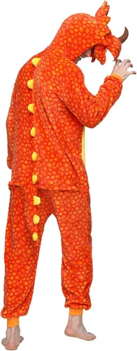 Vista 6 de ABENCA Disfraz de dinosaurio Triceratops para adultos, pijama para hombre, caricatura, de una pieza, animal, Halloween, Navidad, cosplay
