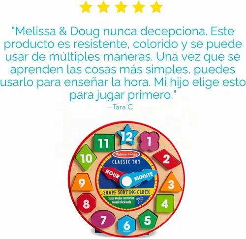 Vista 6 de melissa & doug reloj de clasificación de formas, Versión estándar, Multicolor