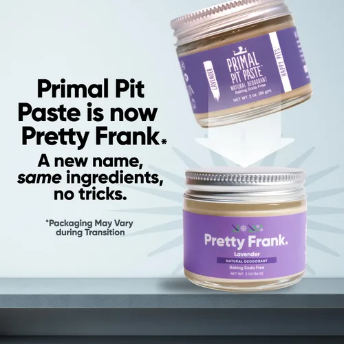 Vista 2 de Pretty Frank Lavender - Pasta desodorante sin aluminio (anteriormente Primal Pit Paste) sin bicarbonato de sodio, piel sensible, control de olores
