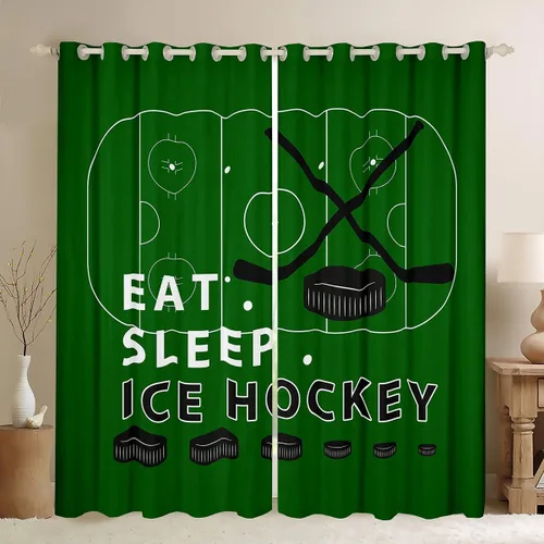 Vista 36 de Erosebridal Hockey Blackout Curtains for Boys,Blue and Black Sports Curtains & Drapes for Kids Teen,Ball Games Gamer Bedroom Decor,Ice Hockey Field