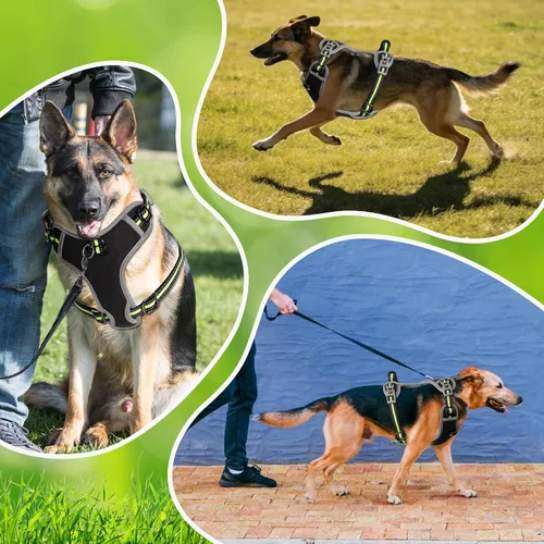 Vista 6 de Arnés para perro, chaleco para mascotas sin tirones, tira reflectante a prueba de escape, fácil de ajustar, arnés para perro con función a prueba