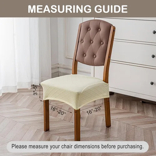 Vista 4 de Genina Juego de 2 fundas impermeables para sillas de comedor, fundas elásticas de jacquard extraíbles y lavables, sin fundas traseras, color beige