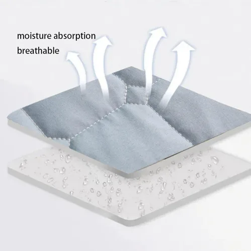 Vista 6 de Sábanas bajeras de cama tamaño Queen, acolchado, transpirable, impermeable, a prueba de orina, protector de colchón grueso antideslizante, color Gris