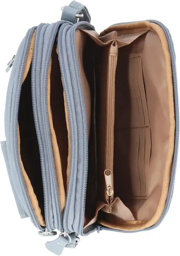 Vista 2 de Solid North South - Bolso cruzado de cuero vegano con 3 compartimentos, 20 x 34 pulgadas