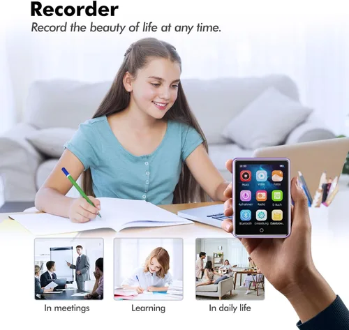 Vista 7 de Reproductor MP3 de 64 GB con Bluetooth 5.3, pantalla táctil de 2.8 pulgadas, sonido de alta fidelidad, reproductor MP4 portátil de música