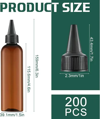 Vista 2 de Tanlade 200 botellas de plástico de 2 onzas para exprimir a granel Boston dispensadoras de aceite vacías para el cabello con tapa para aceites