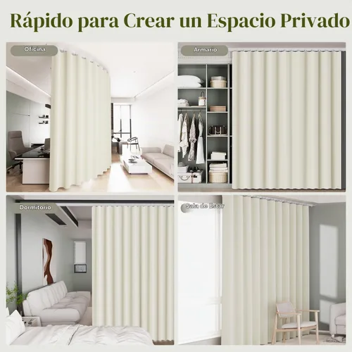 Vista 7 de Juego de cortinas divisoras de habitación, cortinas opacas extra anchas con Beige