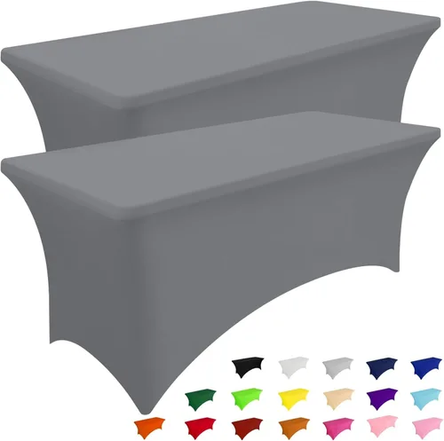 Vista 39 de Smiry Paquete de 2 Manteles de Spandex de 6 Pies, Manteles Elásticos Ajustables Extensibles, Lavables y Sin Arrugas, Cubierta Rectangular para Mesa