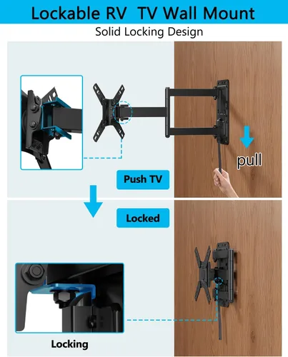 Vista 5 de FORGING MOUNT Soporte de pared vertical para TV RV con cerradura con horizontal a vertical para televisores y monitores de 13 a 43 pulgadas, soporte