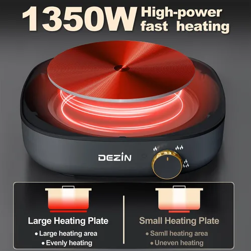 Vista 5 de Dezin Olla eléctrica Shabu Shabu con olla extraíble, olla caliente antiadherente de 4 litros con control de doble potencia, olla eléctrica con tapa