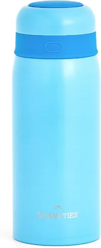 Vista 10 de GrandTies - Botella de agua aislante para niños, botella ligera de acero inoxidable aislada al vacío de 12 onzas, botella térmica de doble pared