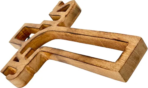 Vista 3 de Crucifijo de pared de madera hecho a mano con tallas a mano, cruz para regalos de bautismo, adorno colgante para decoración de pared e iglesia