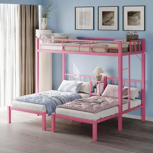 Vista 10 de Bonnlo Litera individual sobre individual para niños, adolescentes y adultos, cama resistente de 2 pisos con escalera plana y barandilla de 13