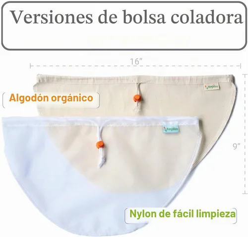 Vista 6 de Bolsa coladora de yogur griego, algodón orgánico (16 x 9 pulgadas) / alternativa a estopilla reutilizable